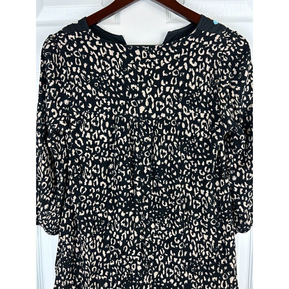 Savanna Jane Women Shirt Dress Black Size S Embroidered Animal Boho Swing E3 - Picture 9 of 12